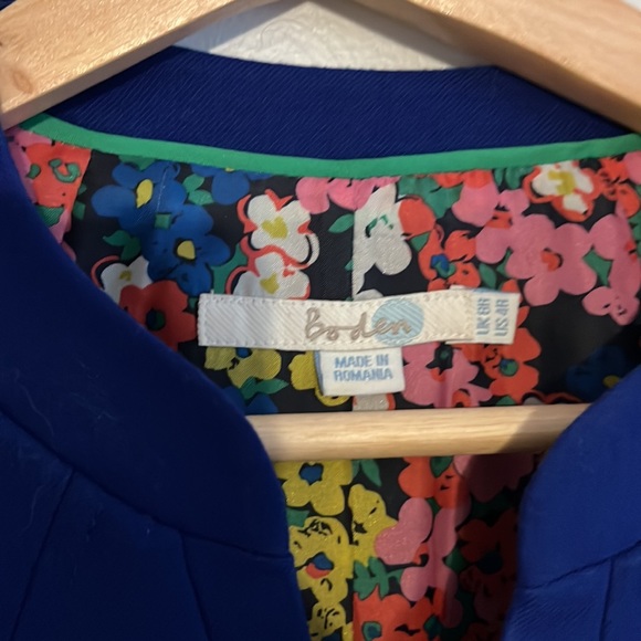 Boden Royale Blue Wool Blend Belted Cap Sleeve Dress - Picture 2 of 3